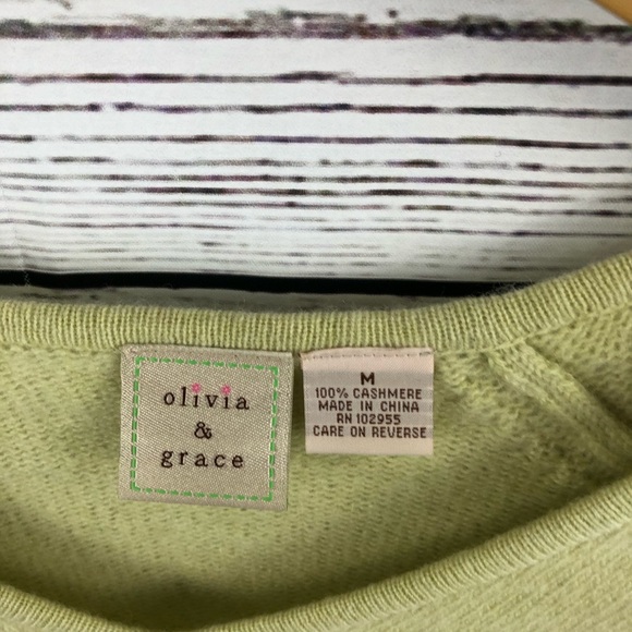 Olivia & Grace Cashmere Soft Warm Green Sweater M - Picture 3 of 4